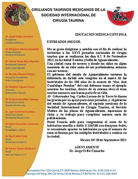 XXVI JORNADAS NACIONALES DE CIRUGÍA TAURINA