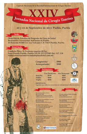 XXIV JORNADAS NACIONAL DE CIRUGÍA TAURINA (Puebla 2011)