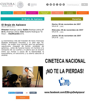 “El Brujo de Apizaco”, continúa en la Cineteca Nacional