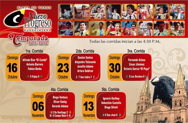 Carteles Temporada 2011 – 2012 (Plaza de Toros “Nuevo Progreso”)